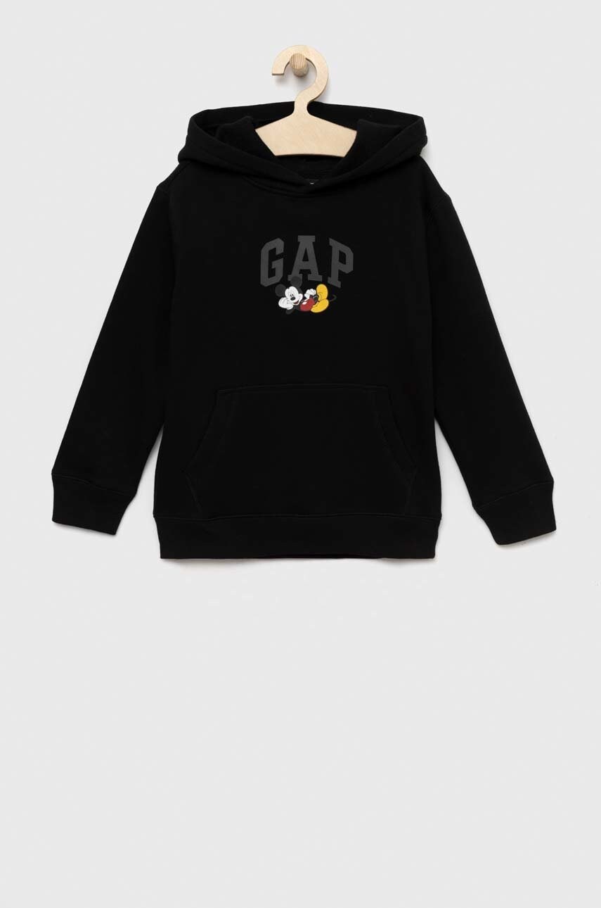 Gap bluza copii x disney culoarea negru, cu glugă, cu imprimeu