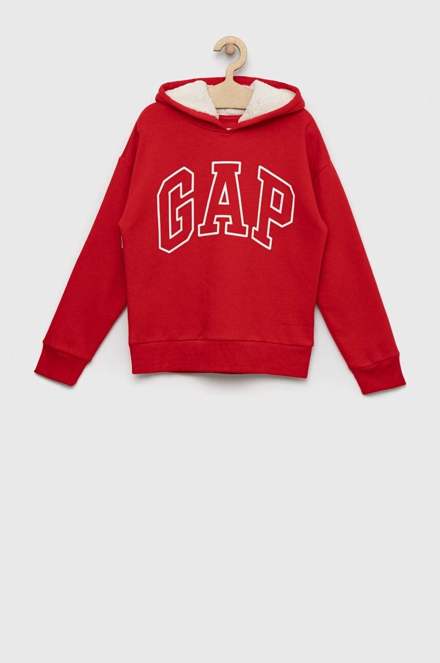 Gap bluza copii culoarea rosu, cu glugă, cu imprimeu