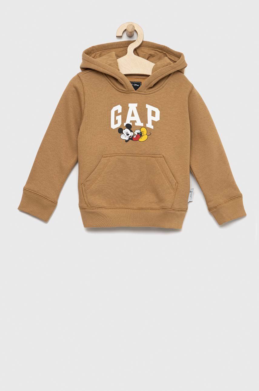 GAP bluza dziecięca x Disney kolor beżowy z kapturem z nadrukiem