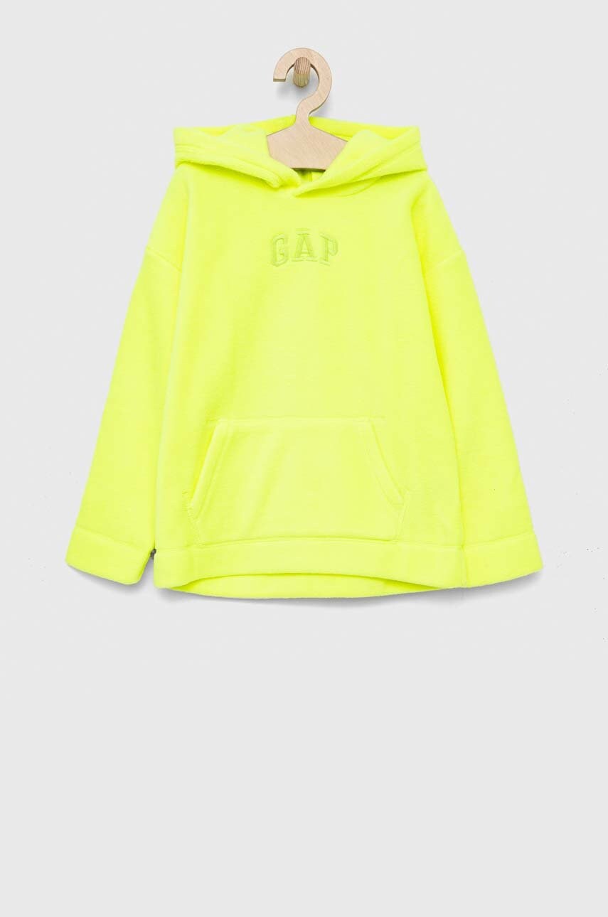 Gap bluza copii culoarea galben, cu glugă, neted