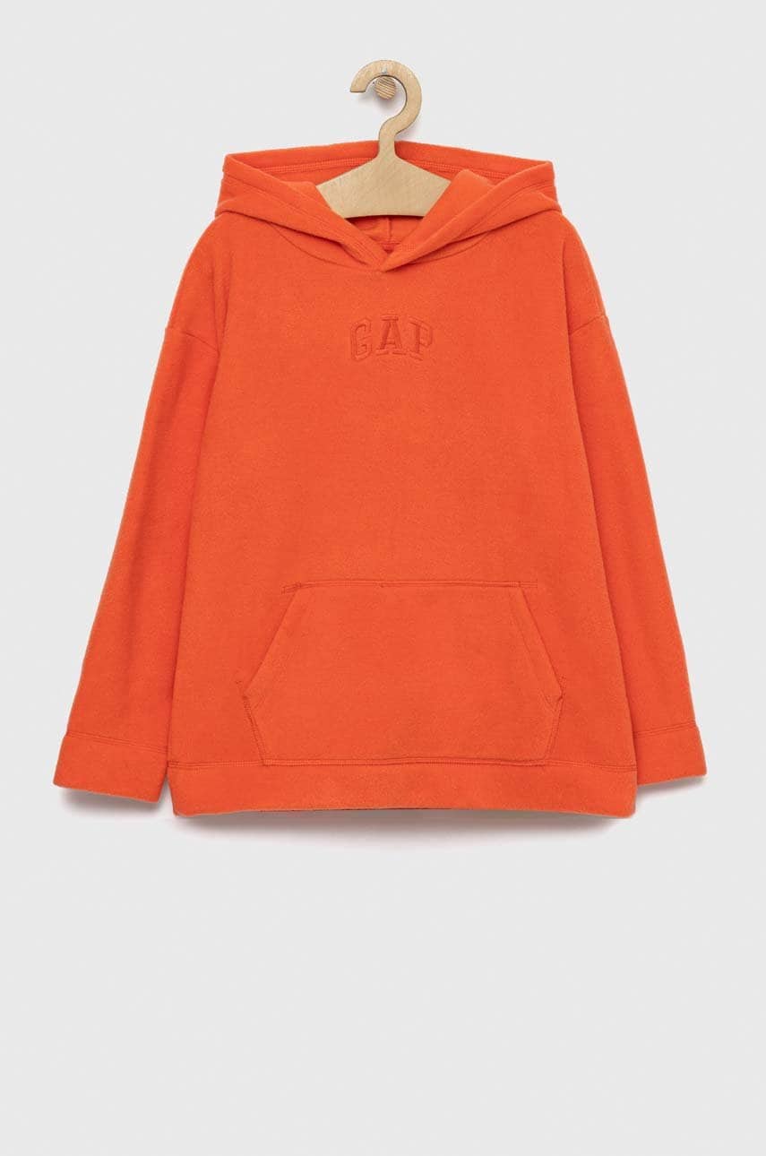 Gap bluza copii culoarea portocaliu, cu glugă, neted