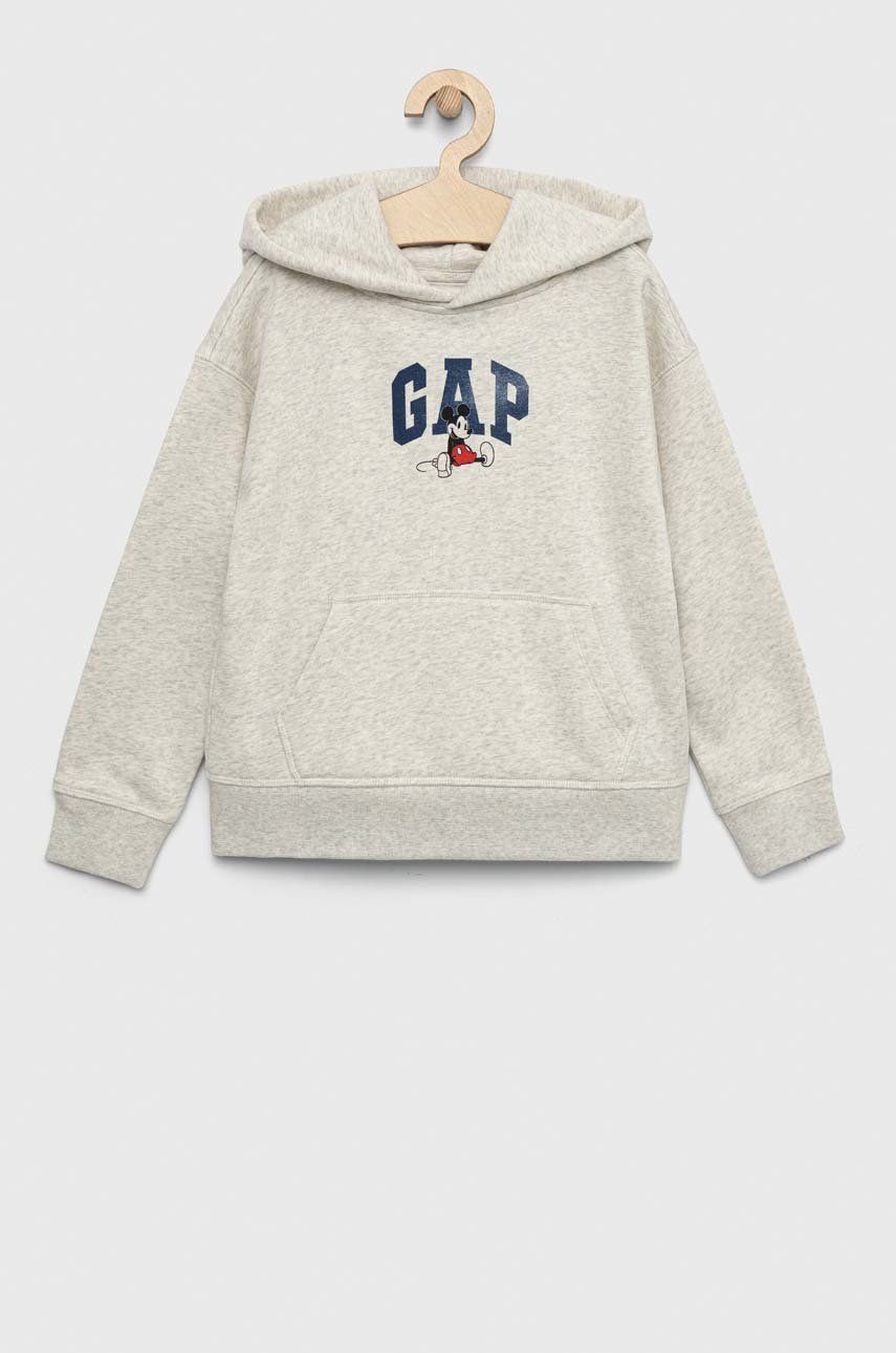 GAP bluza copii X Disney culoarea gri, cu glugă, cu imprimeu