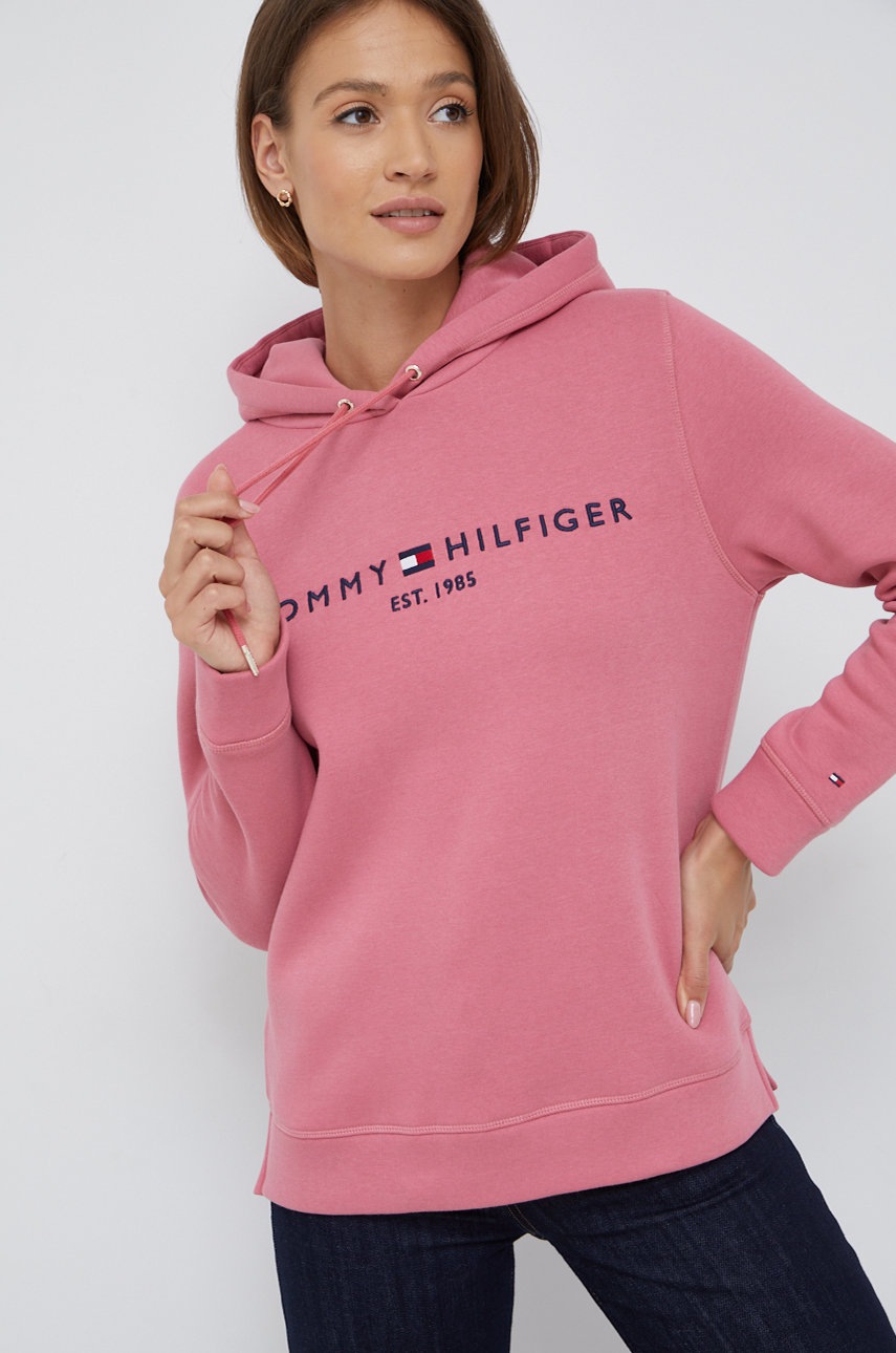 

Суичър Tommy Hilfiger в розово с апликация, Розов