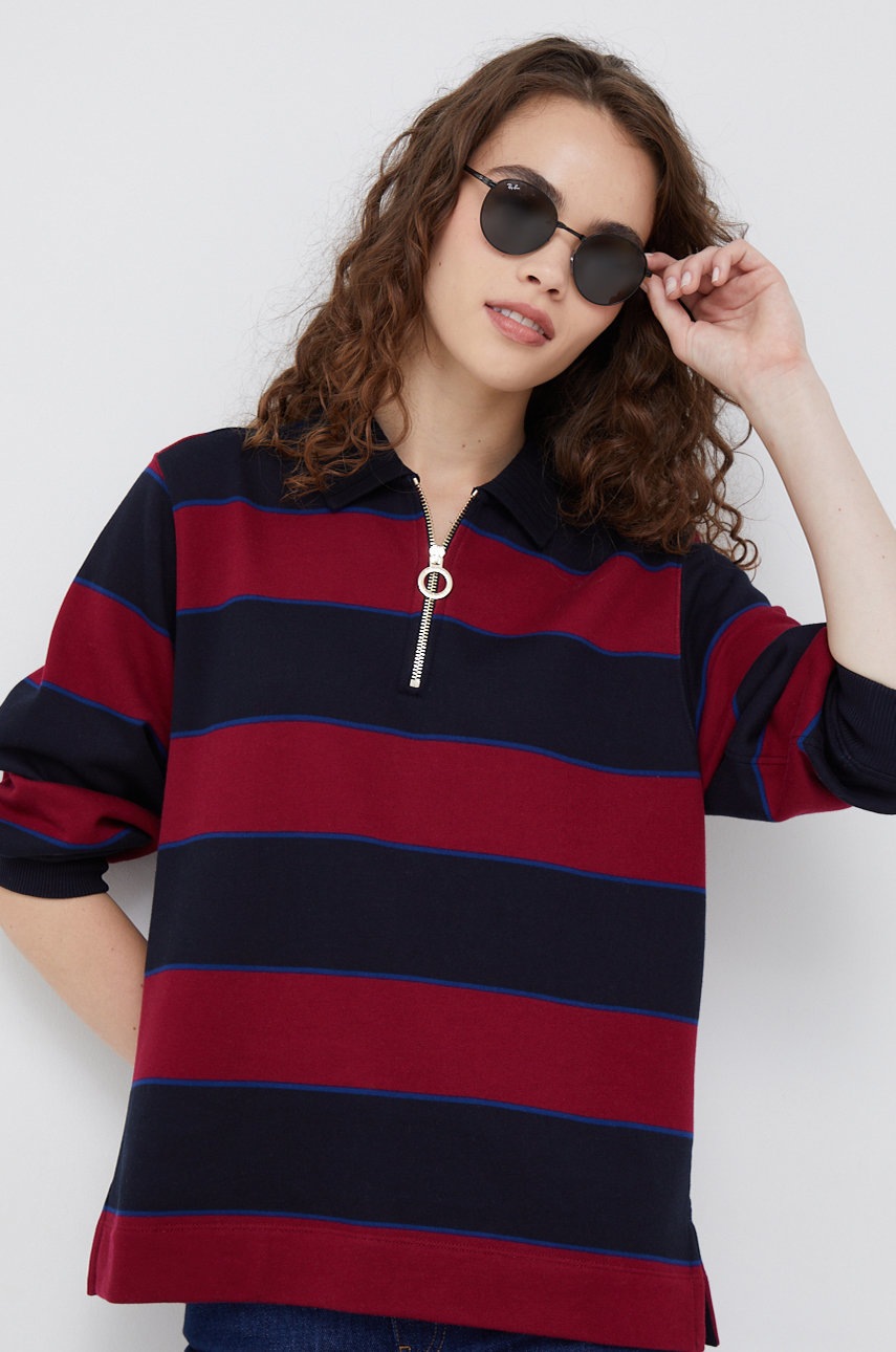 

Бавовняна кофта Tommy Hilfiger жіноча колір бордовий візерунок