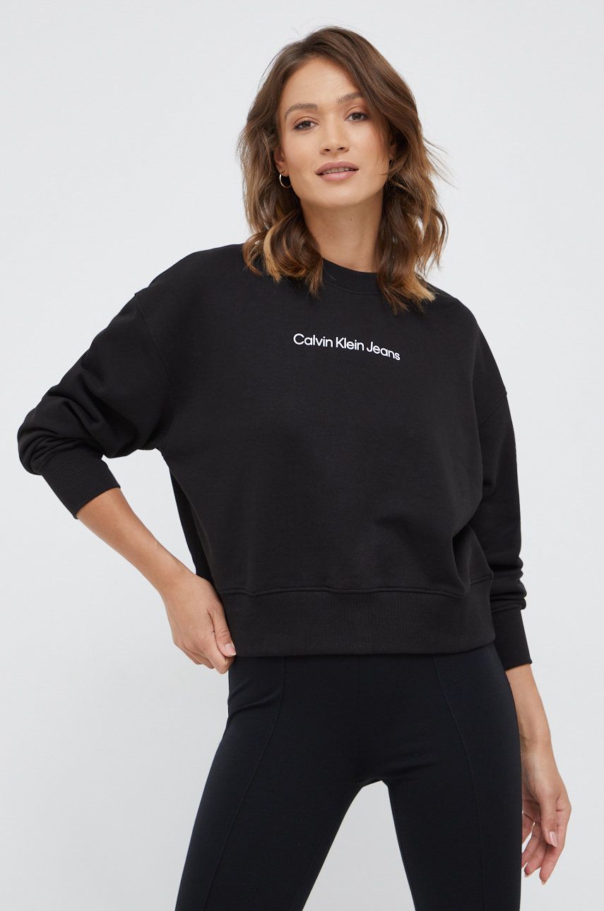 Calvin Klein Jeans bluza bawełniana J20J218985.9BYY damska kolor czarny z nadrukiem