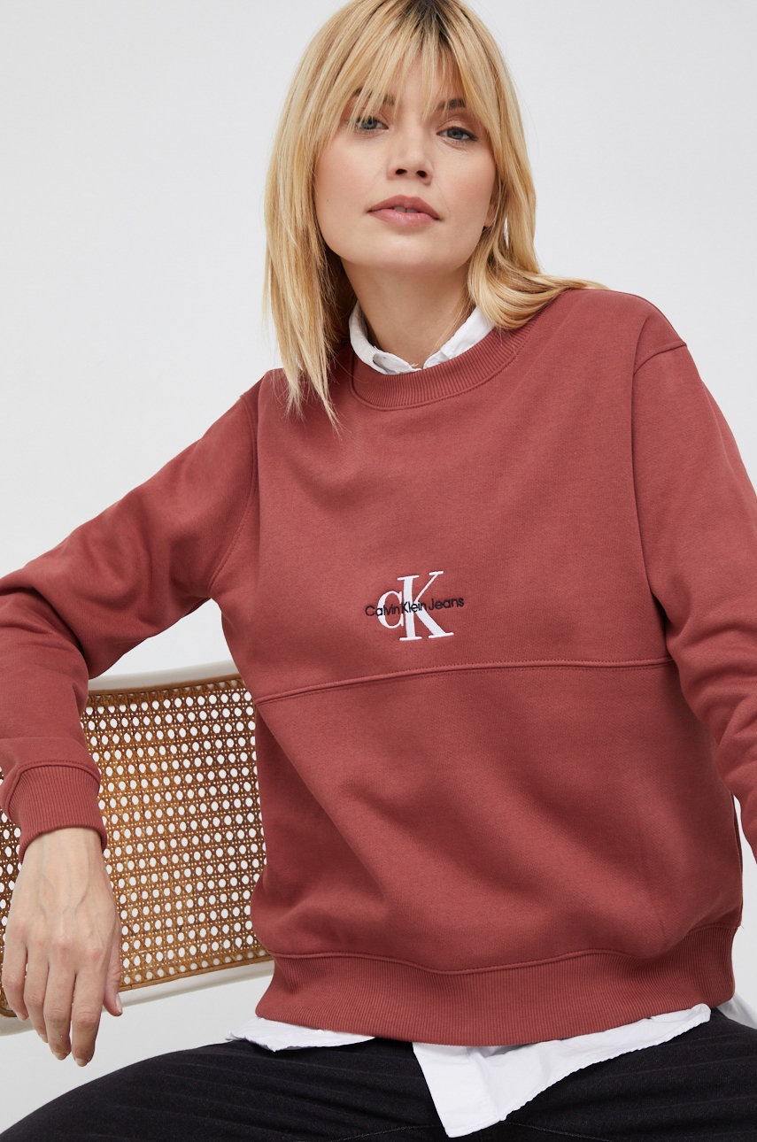 

Суичър Calvin Klein Jeans в червено с апликация, Червен