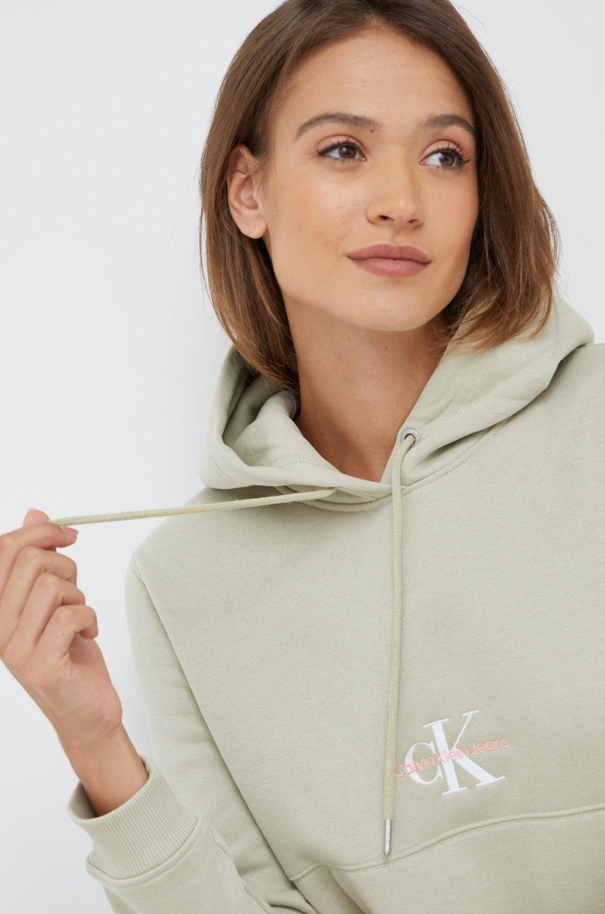 

Суичър Calvin Klein Jeans в зелено с апликация, Зелен