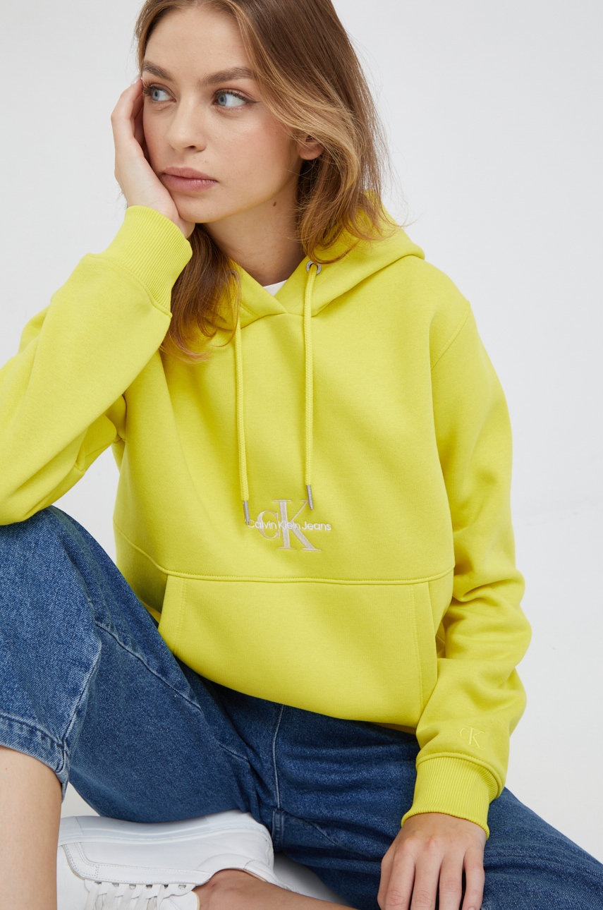 

Суичър Calvin Klein Jeans в жълто с апликация, Жълт