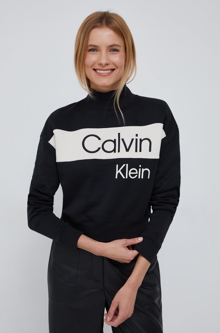 

Суичър Calvin Klein Jeans в черно с десен, Черен