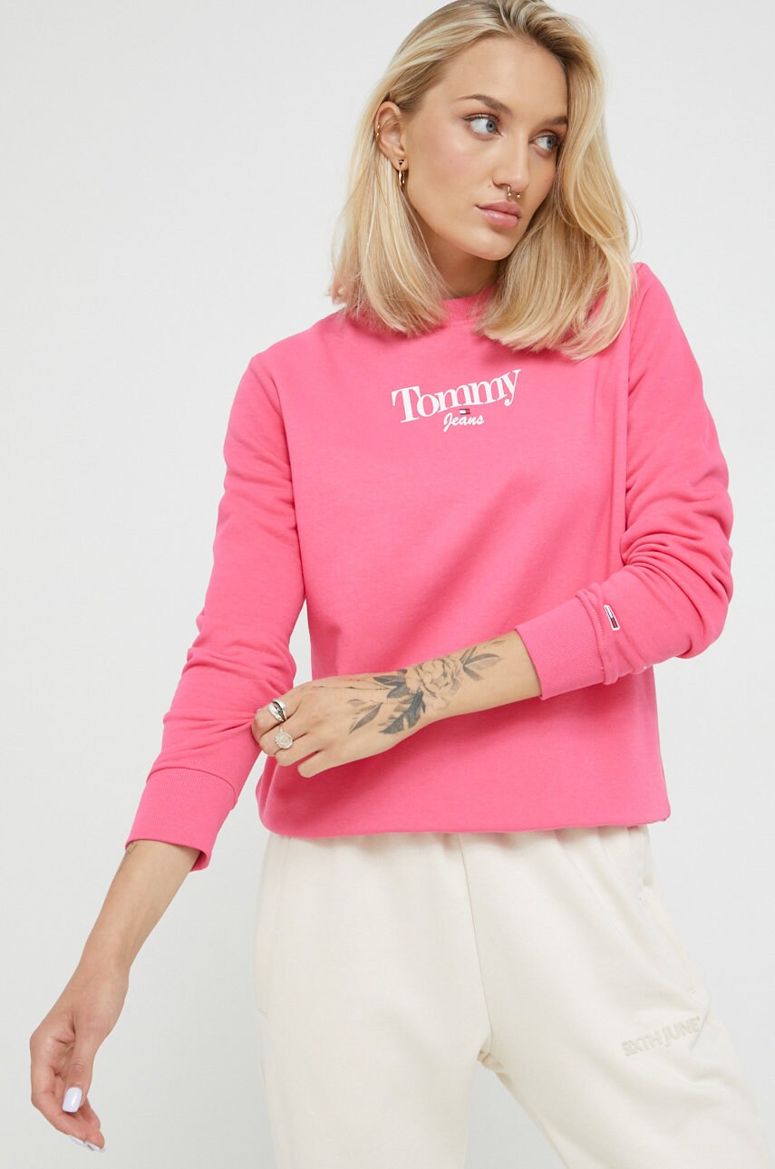 

Кофта Tommy Jeans жіноча колір рожевий з принтом