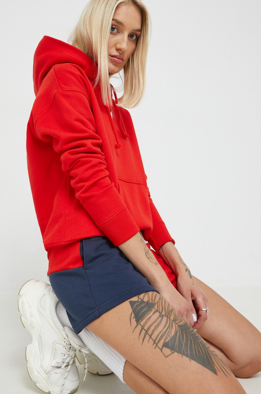 

Хлопковая кофта Tommy Jeans женская цвет красный однотонная