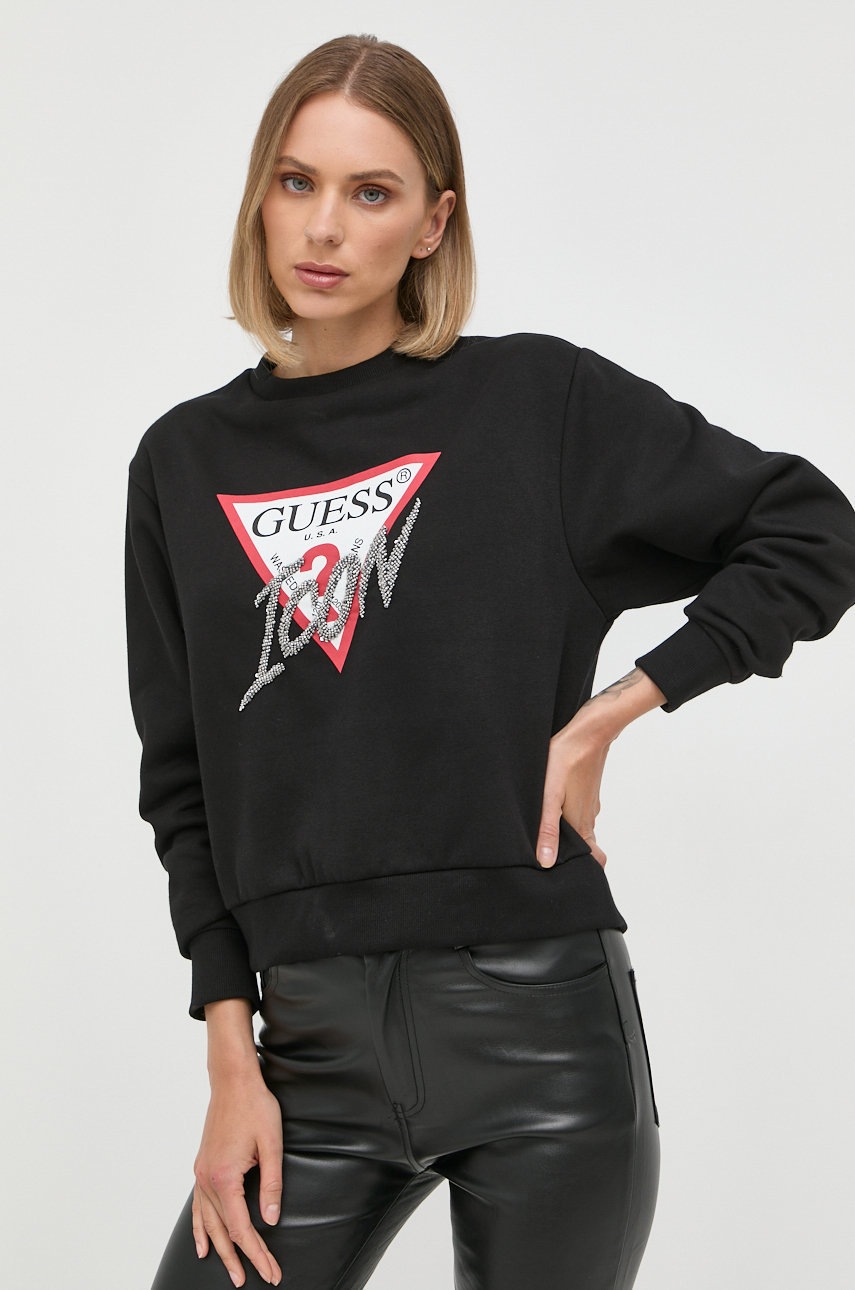 

Кофта Guess жіноча колір чорний з аплікацією