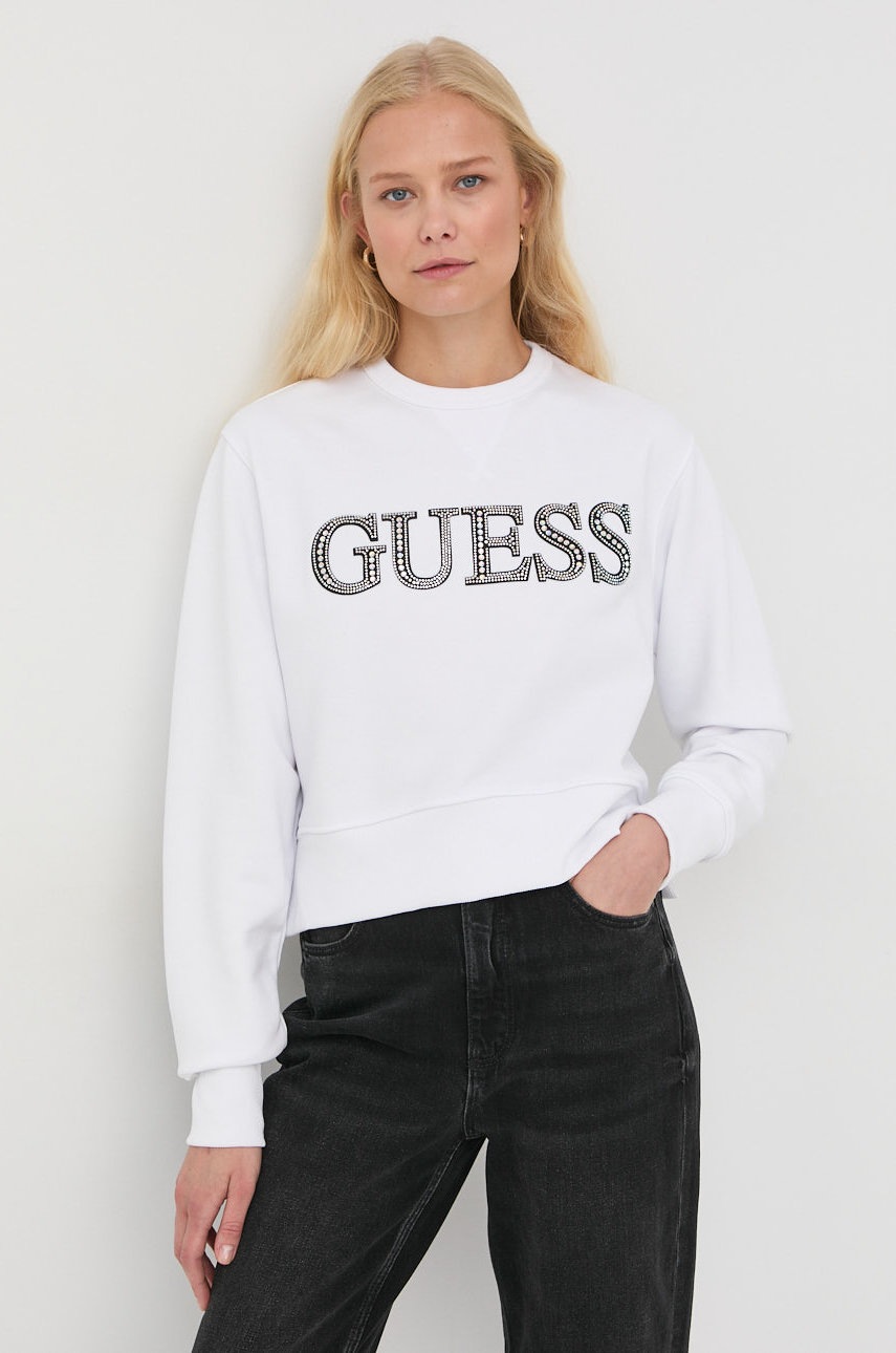 

Кофта Guess жіноча колір білий з аплікацією