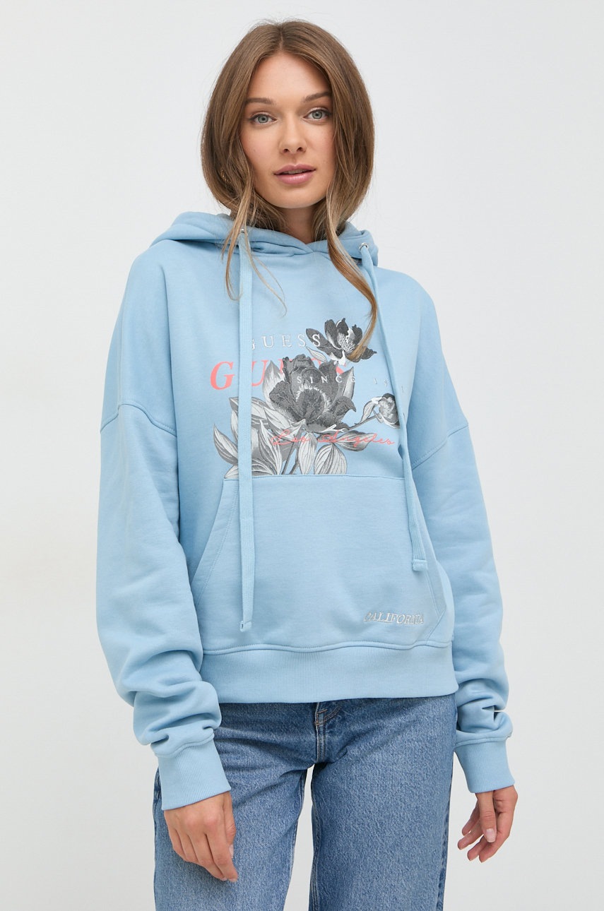 

Памучен суичър Guess с апликация, Син