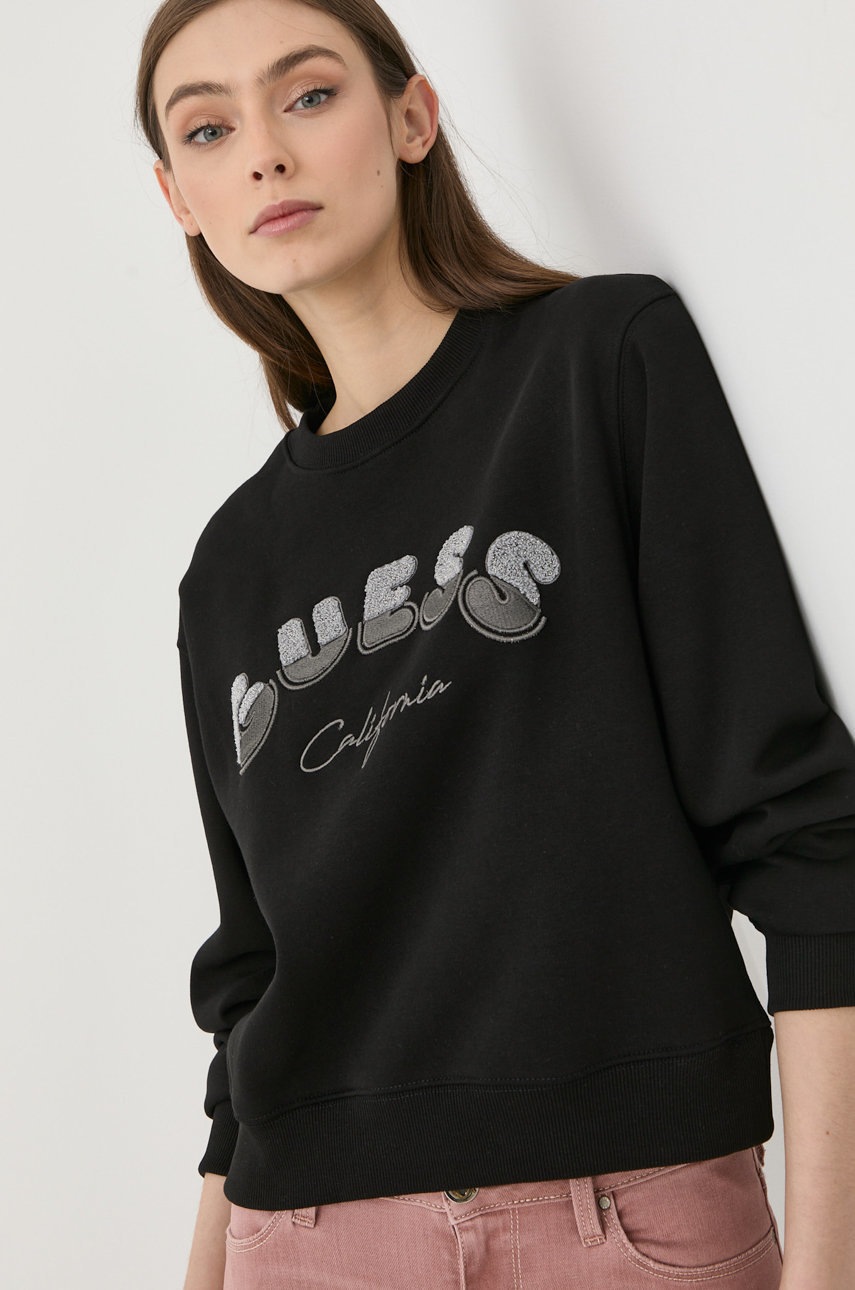 

Суичър Guess в черно с апликация, Черен