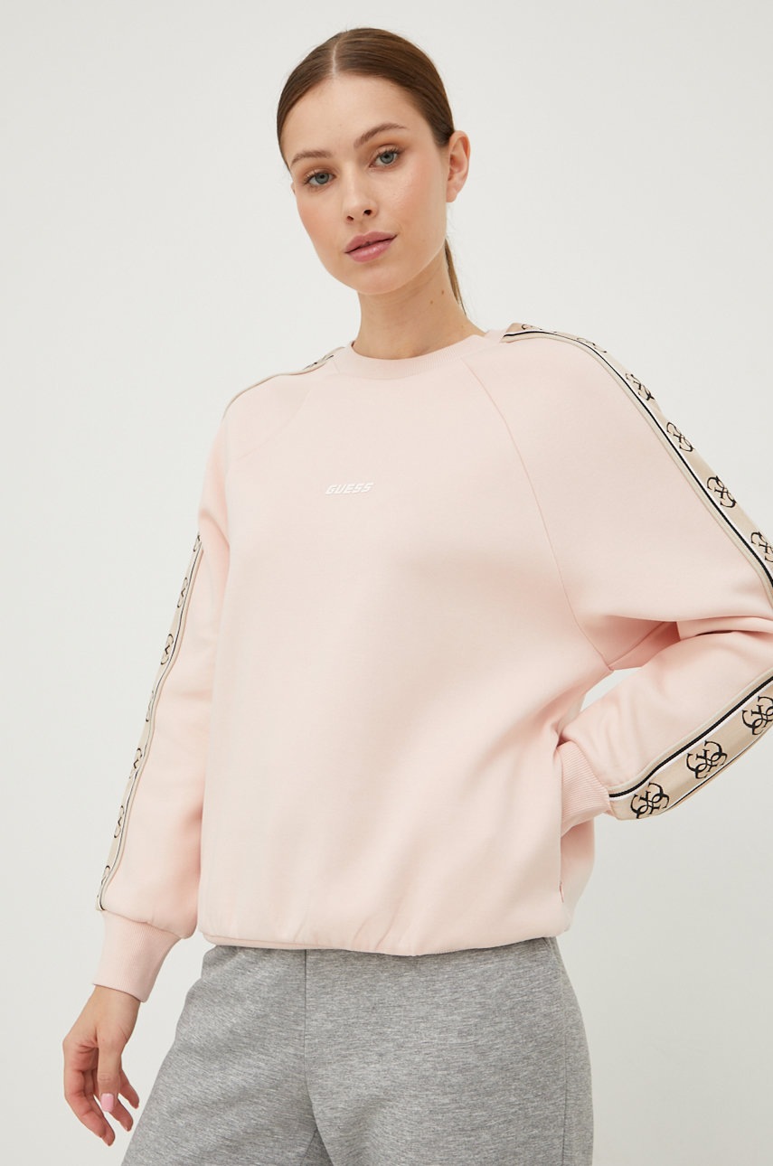 

Суичър Guess в розово с апликация, Розов