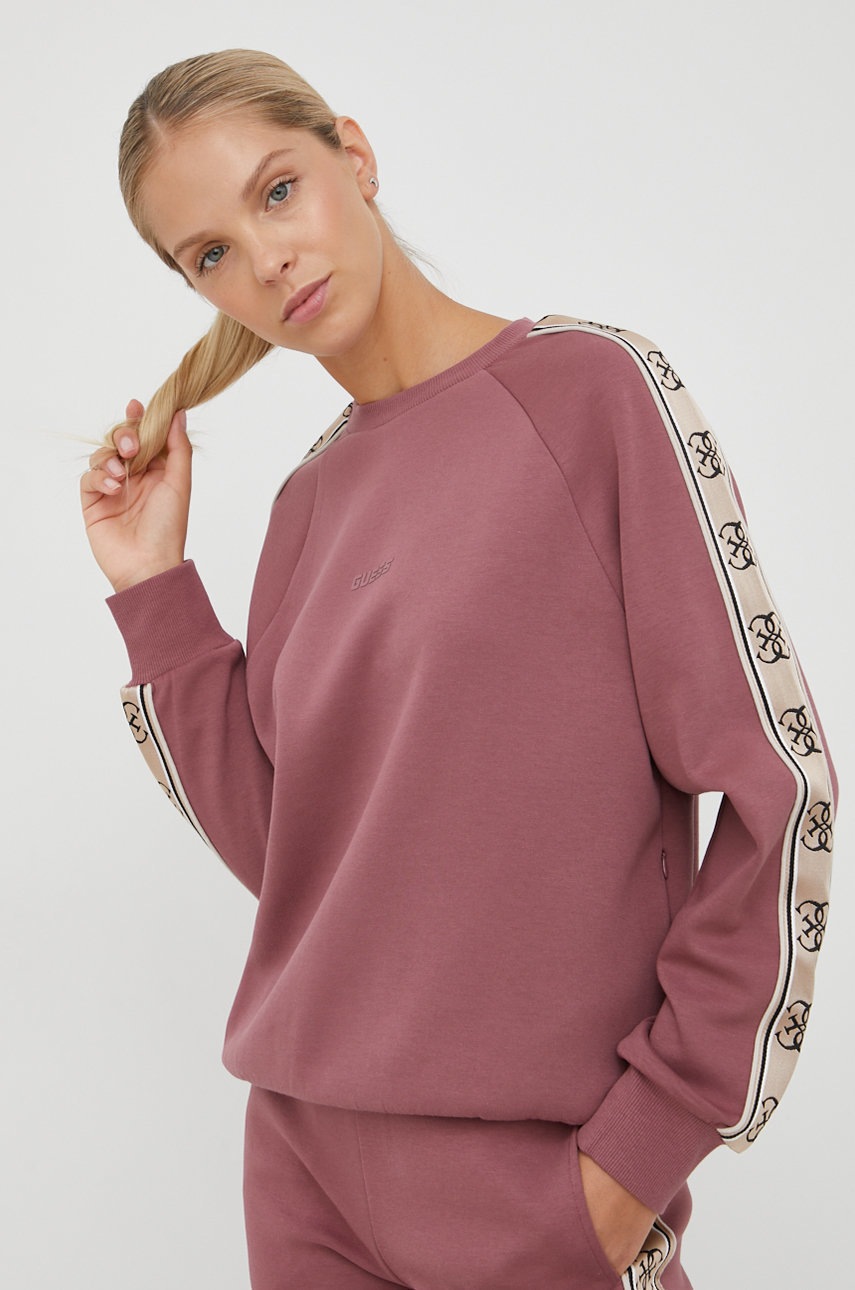 

Суичър Guess в розово с апликация, Виолетов