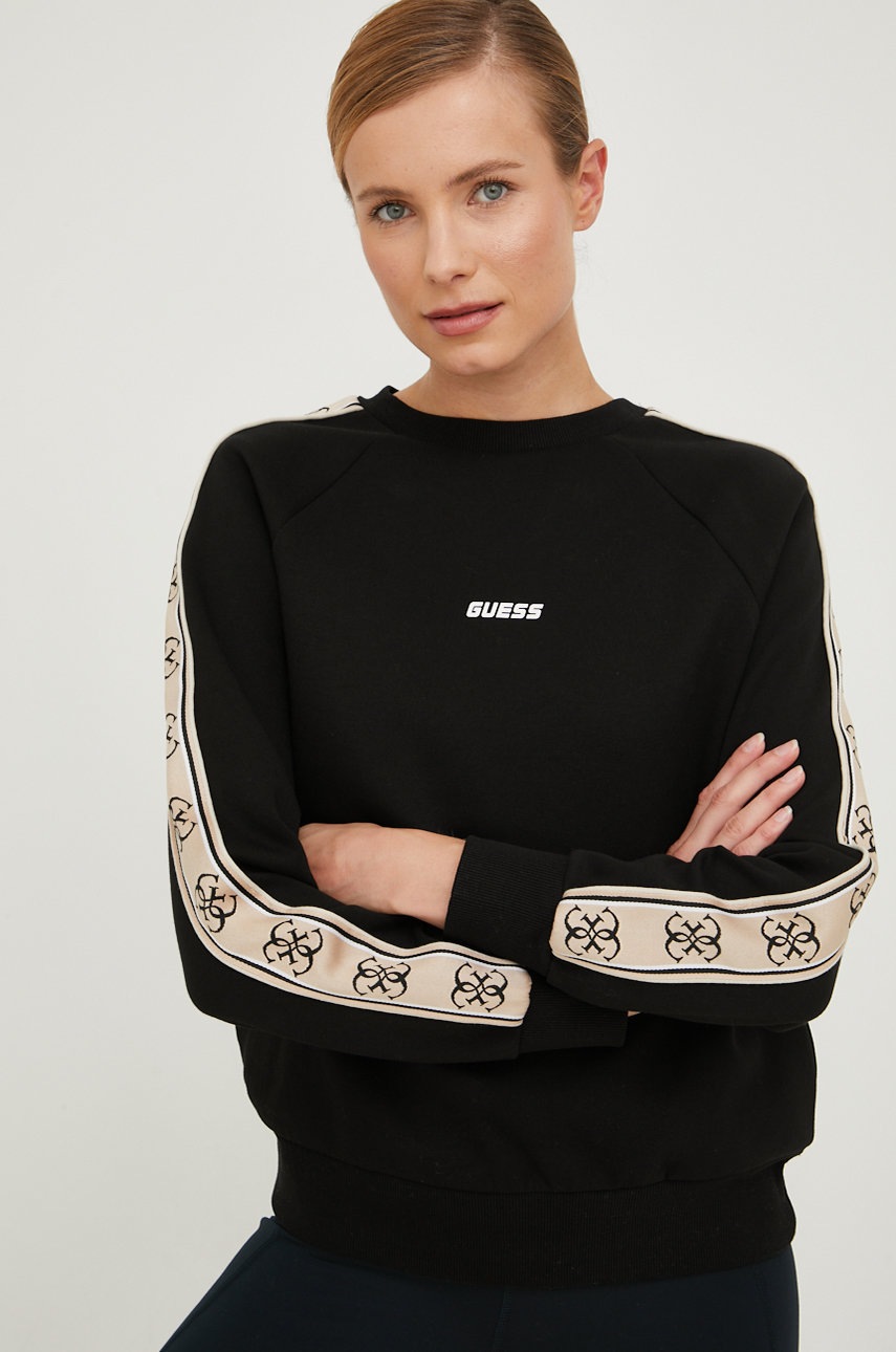 

Суичър Guess в черно с апликация, Черен