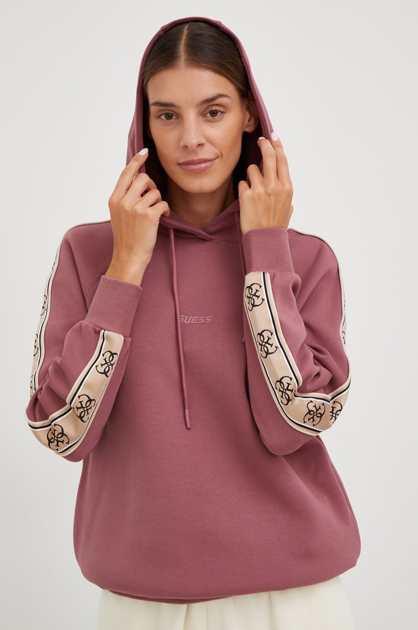 

Суичър Guess в розово с апликация, Виолетов