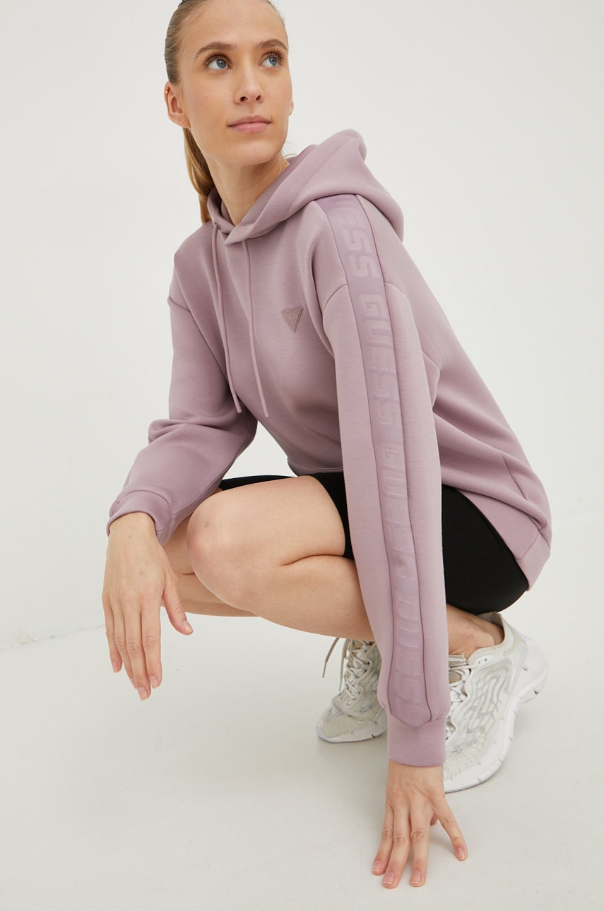 

Суичър Guess в лилаво с апликация, Виолетов