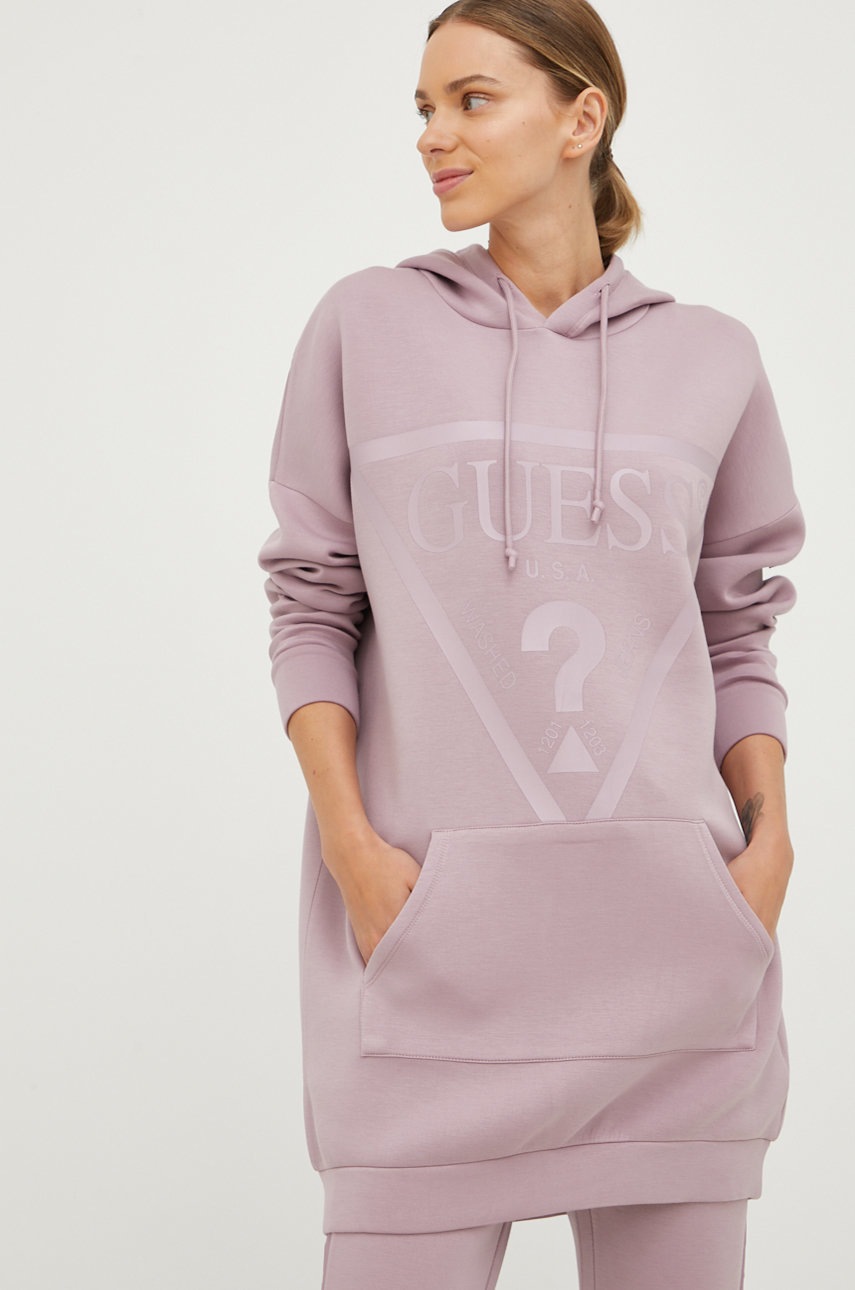 

Суичър Guess в лилаво с принт, Виолетов