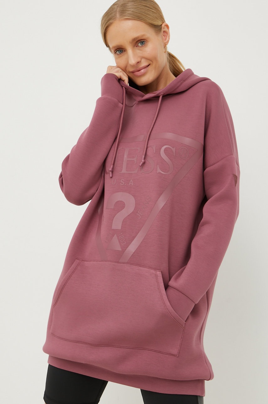 

Суичър Guess в розово с принт, Виолетов