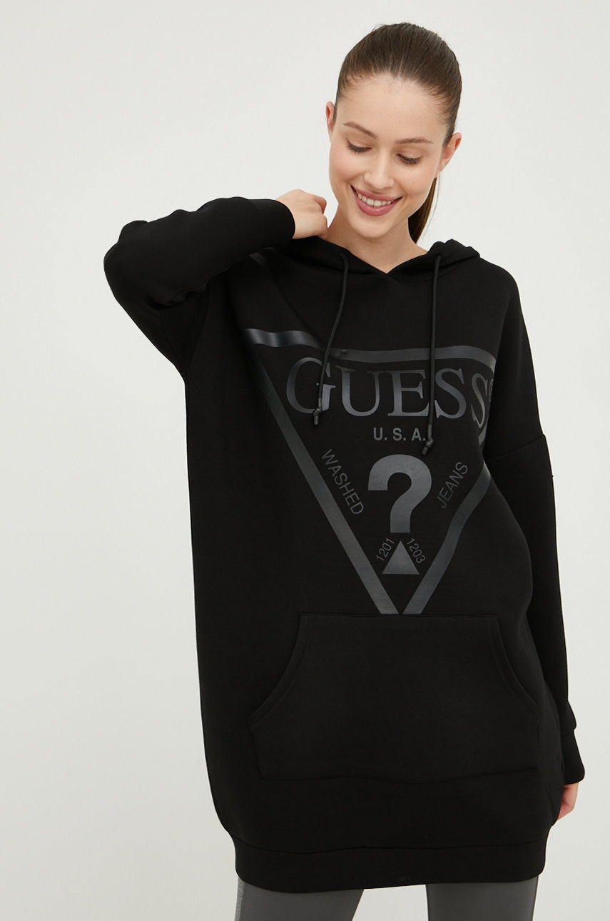 

Суичър Guess в черно с принт, Черен