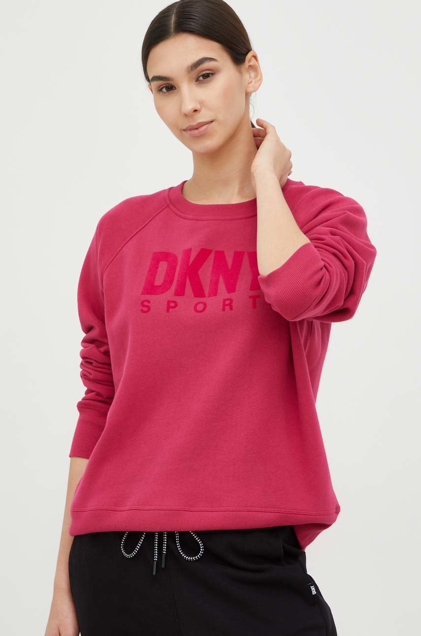 

Суичър Dkny в розово с апликация, Розов