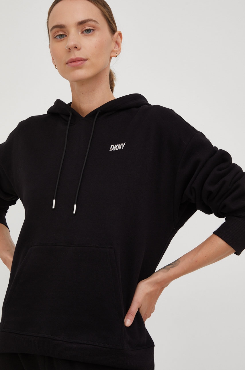 Levně Mikina Dkny dámská, černá barva, s aplikací, DP2T9057