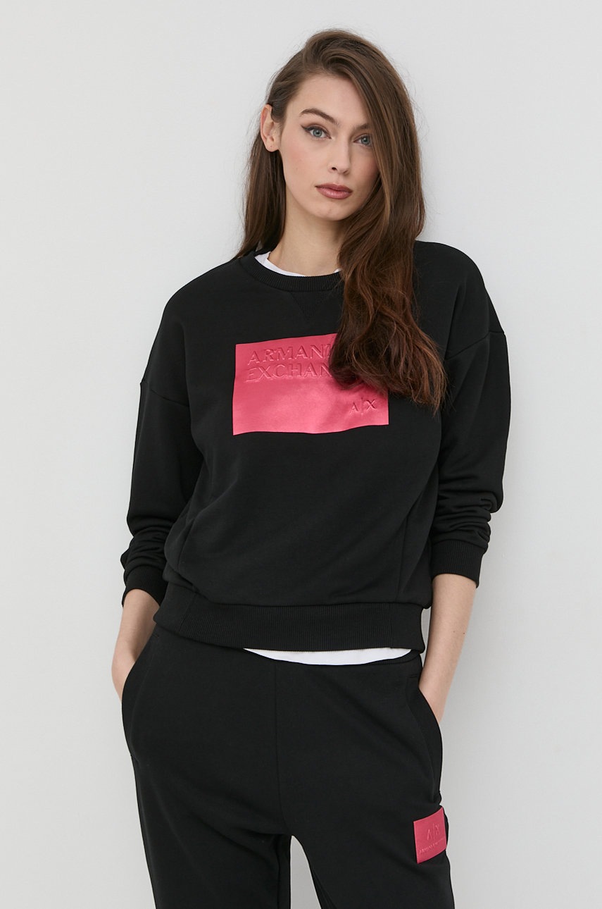 

Суичър Armani Exchange в черно с апликация, Черен