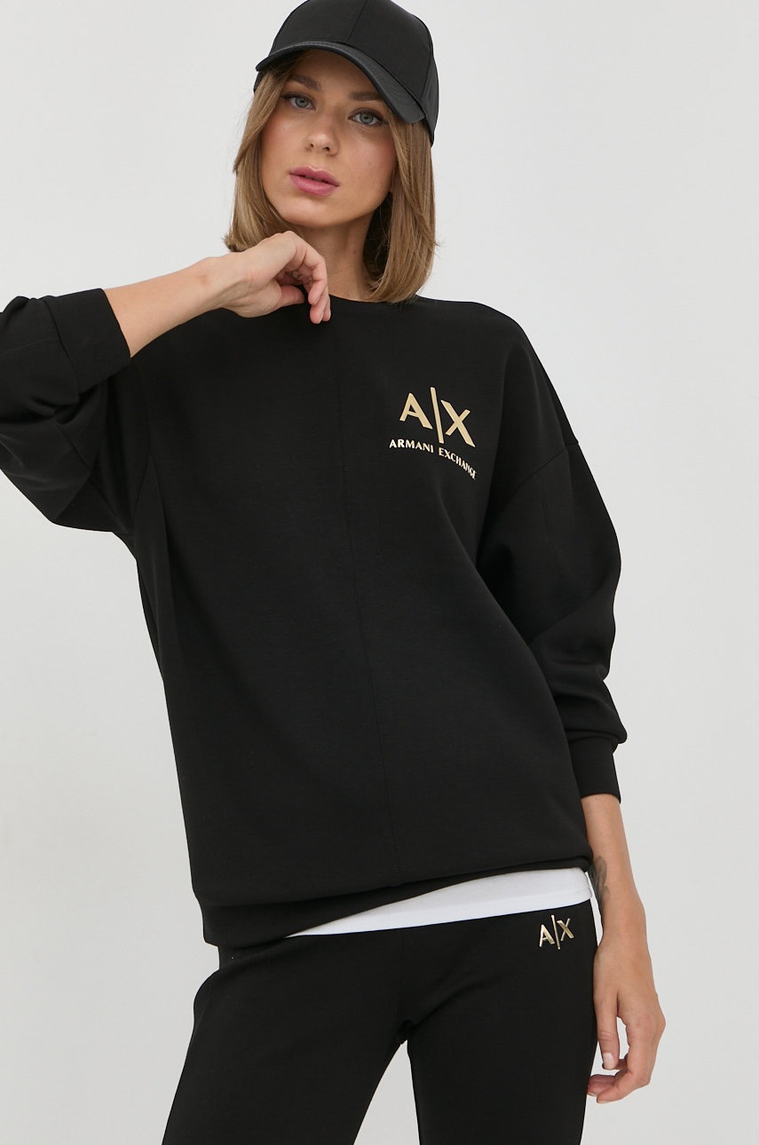 

Суичър Armani Exchange в черно с апликация, Черен