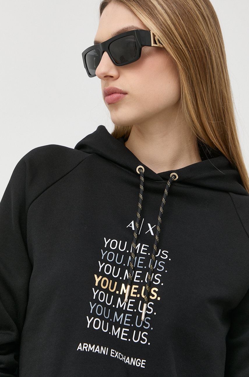 

Суичър Armani Exchange в черно с принт, Черен