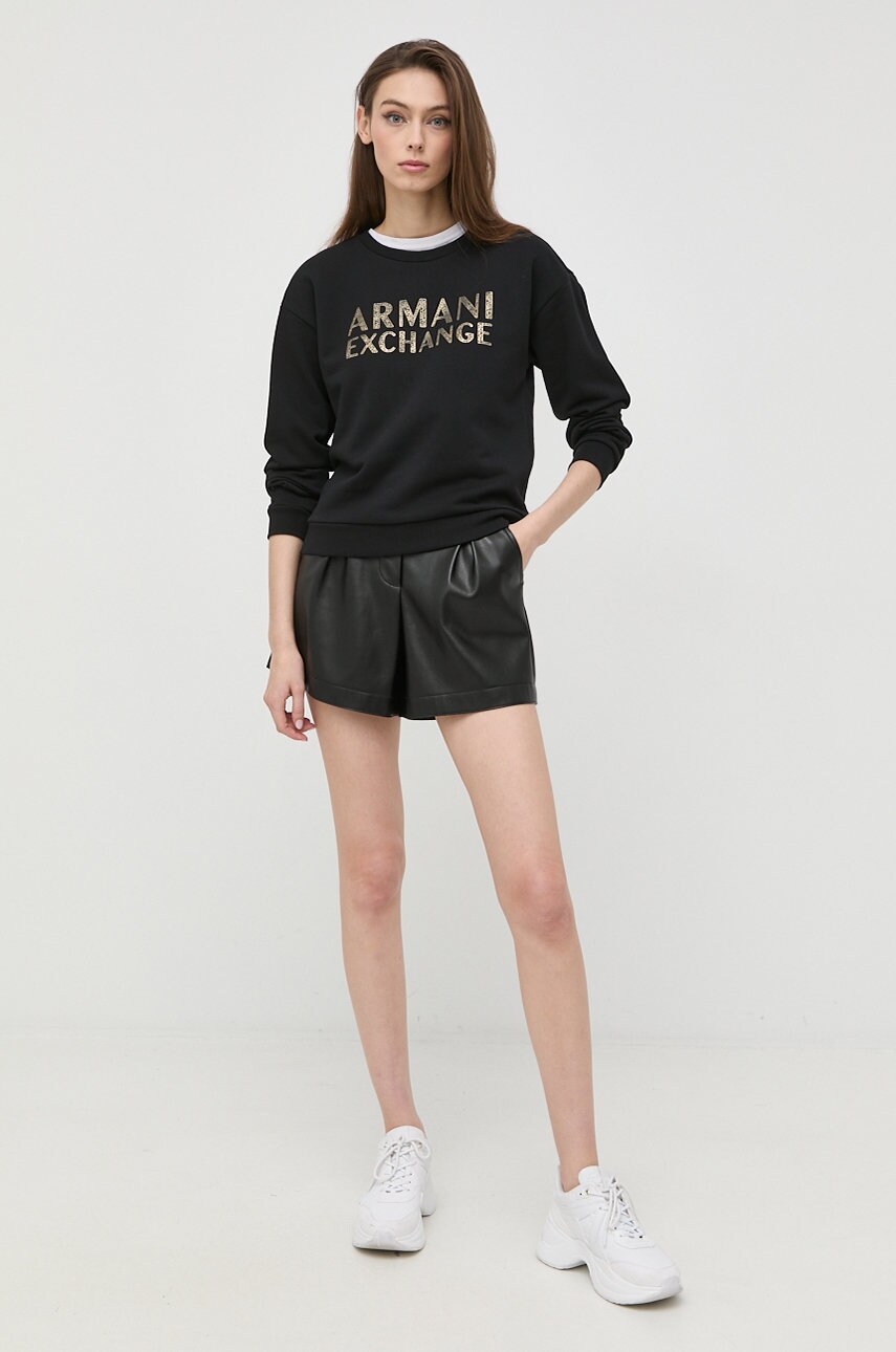 

Хлопковая кофта Armani Exchange женская цвет чёрный с принтом