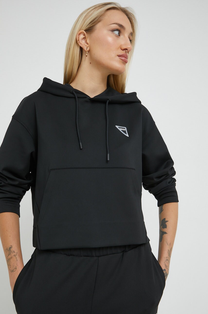 Hugo bluza femei, culoarea negru, neted