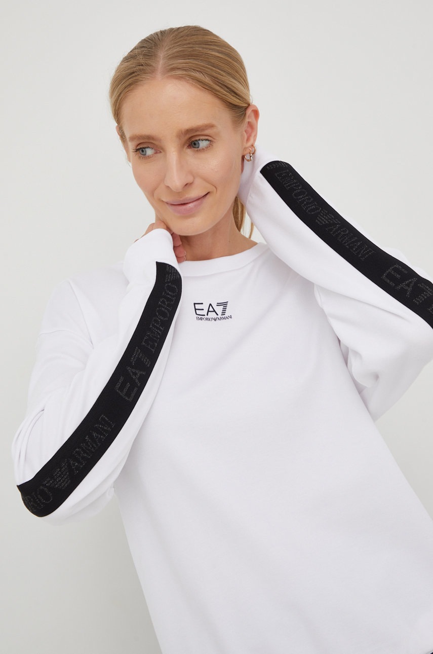

Суичър EA7 Emporio Armani в бяло с апликация, Бял