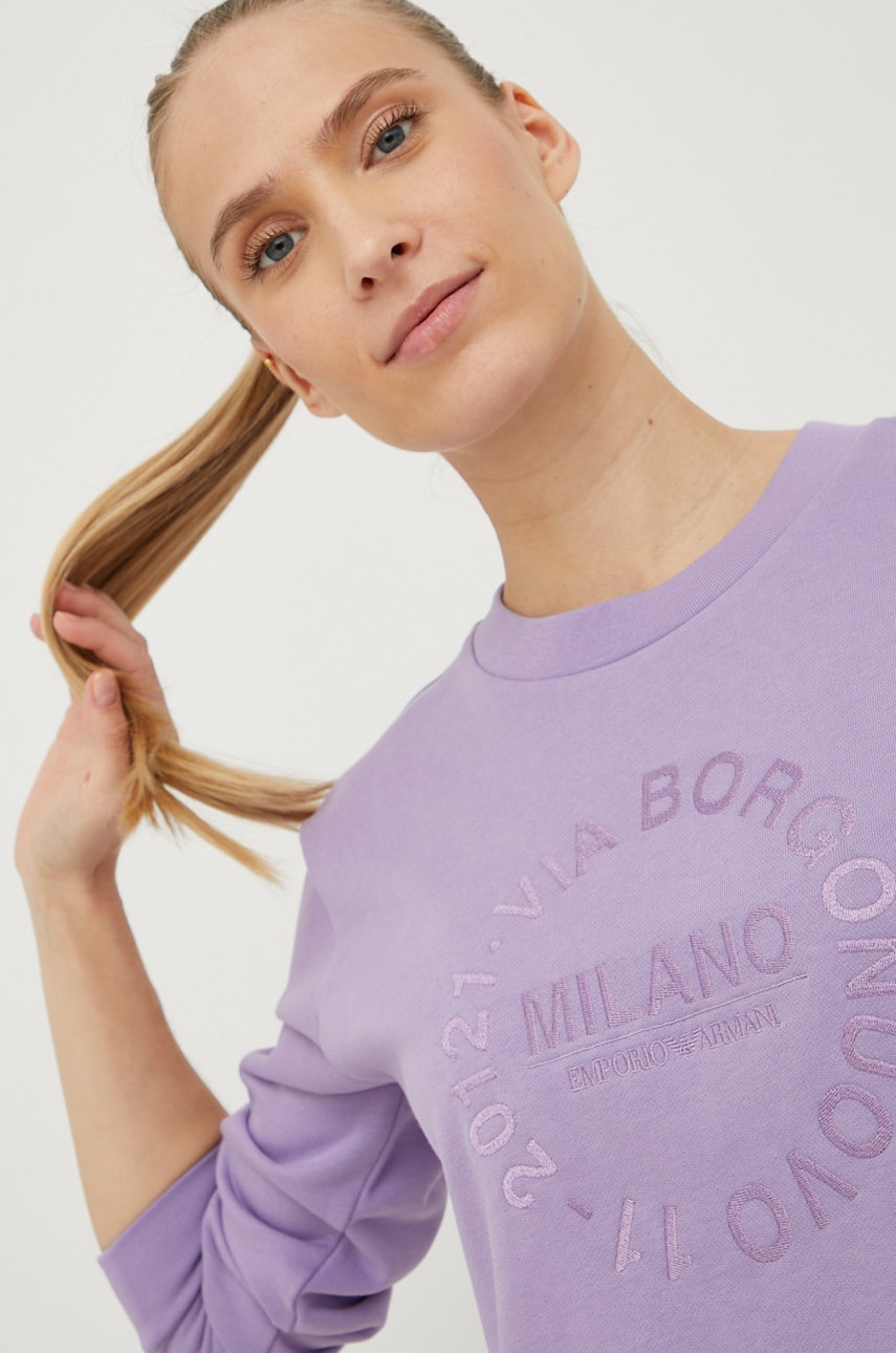 

Суичър Emporio Armani в лилаво с апликация, Виолетов