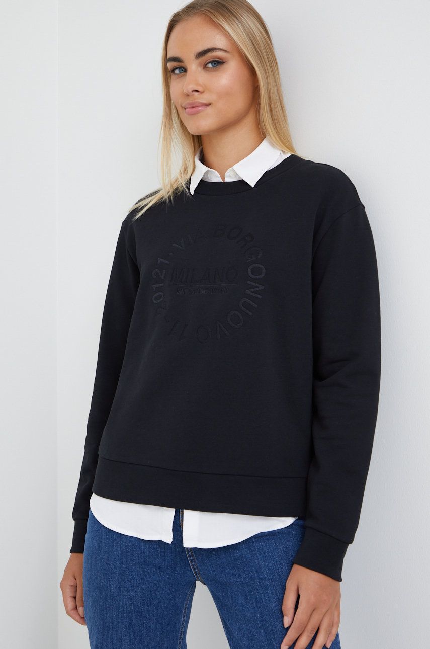 Emporio Armani bluza femei, culoarea negru, cu imprimeu answear.ro imagine noua