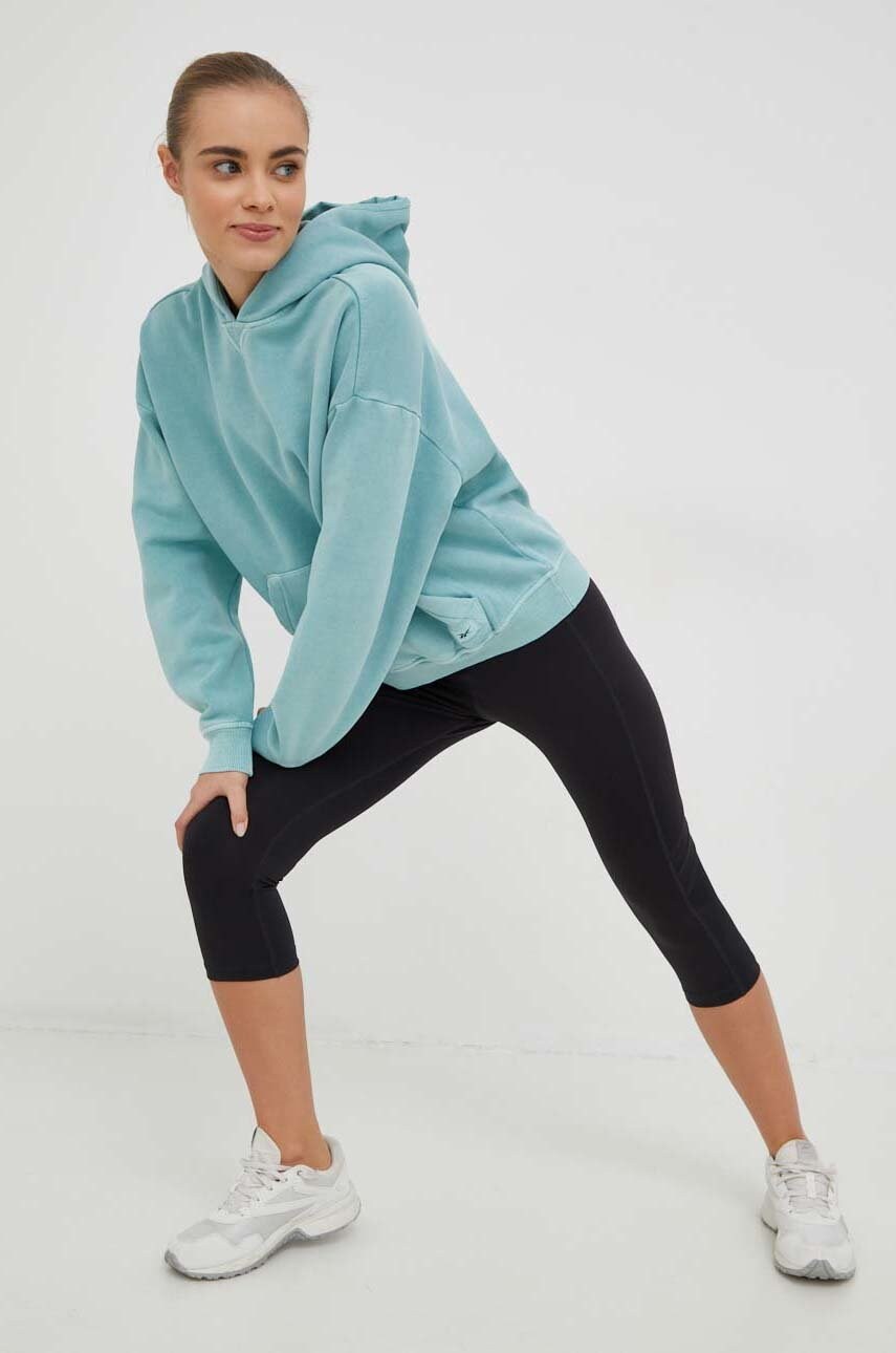 

Кофта Reebok Classic жіноча колір бірюзовий з капюшоном однотонна
