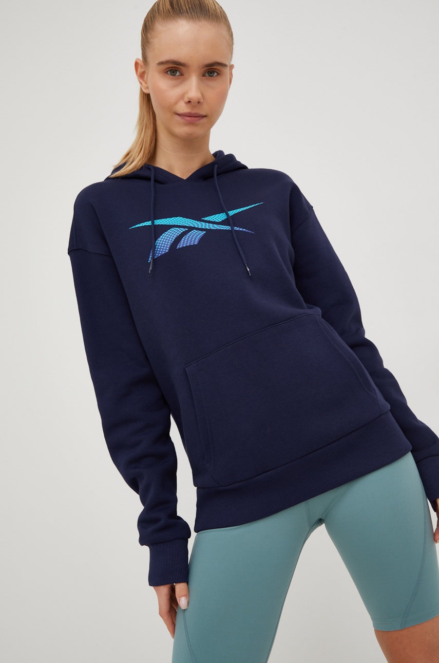 

Кофта Reebok женская цвет синий с принтом