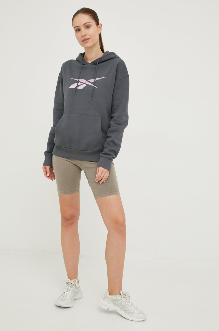 

Кофта Reebok женская цвет серый с принтом