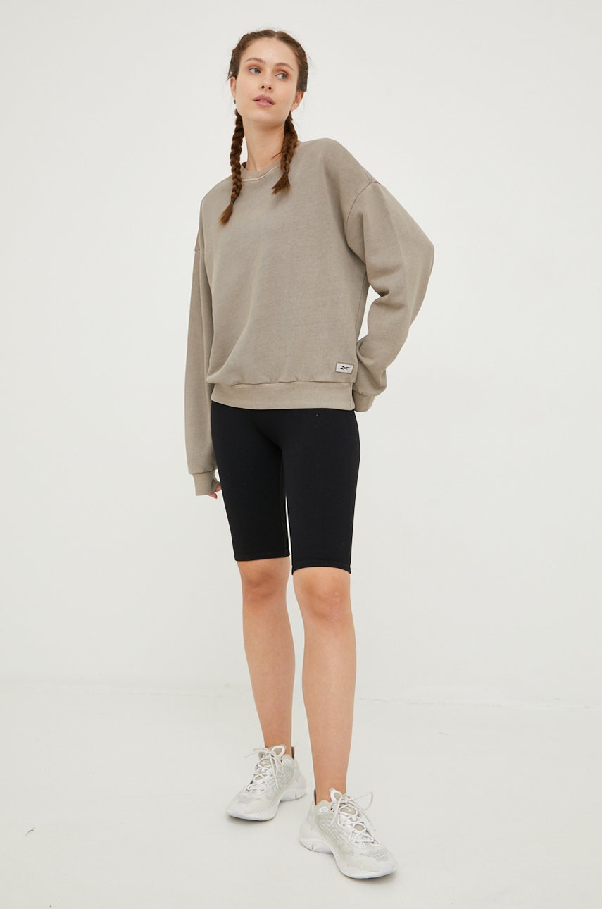 

Хлопковая кофта Reebok Classic женская цвет серый однотонная