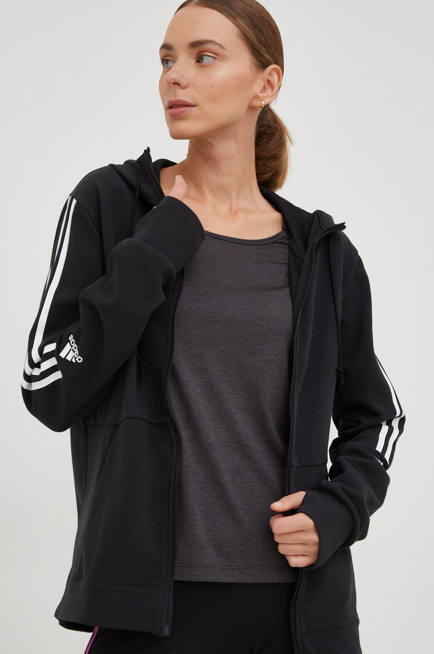 

Суичър за трениране adidas в черно с качулка с принт, Черен