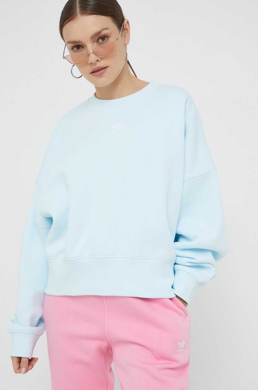 

Суичър adidas Originals с изчистен дизайн, Син