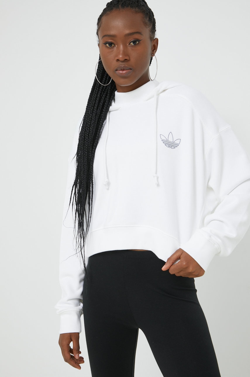 

Хлопковая кофта adidas Originals женская цвет белый с аппликацией