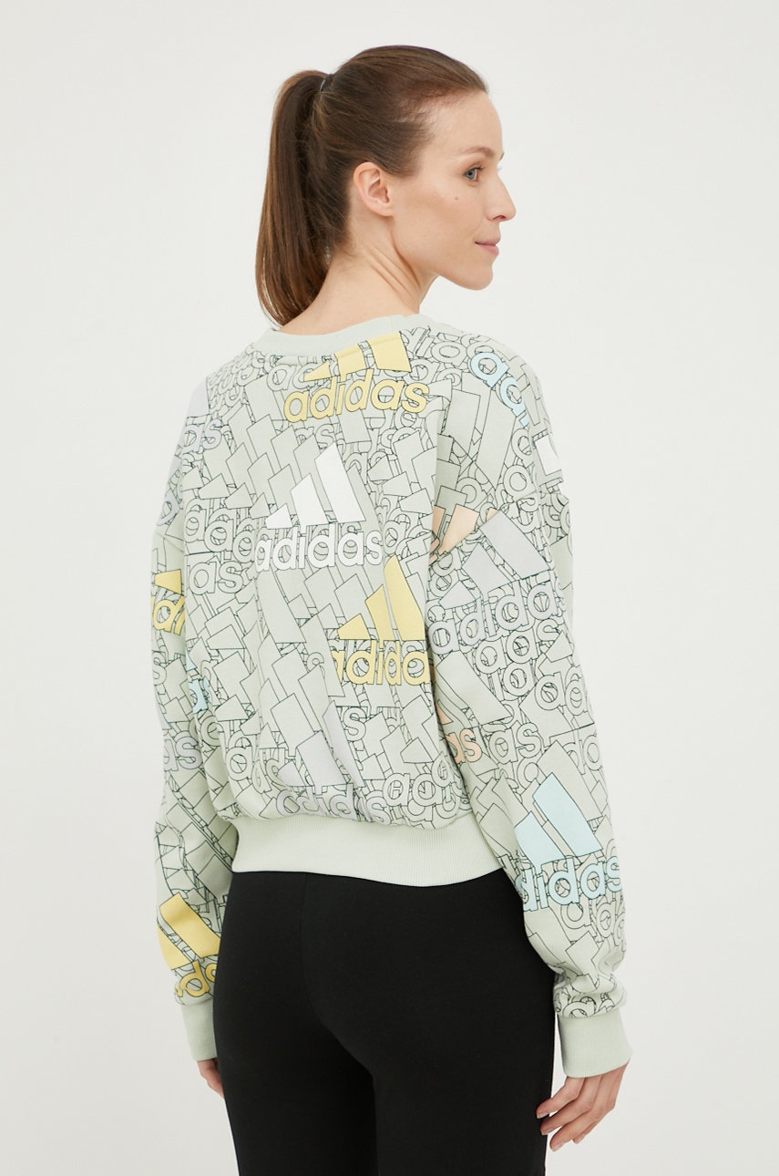 

Бавовняна кофта adidas жіноча колір зелений візерунок