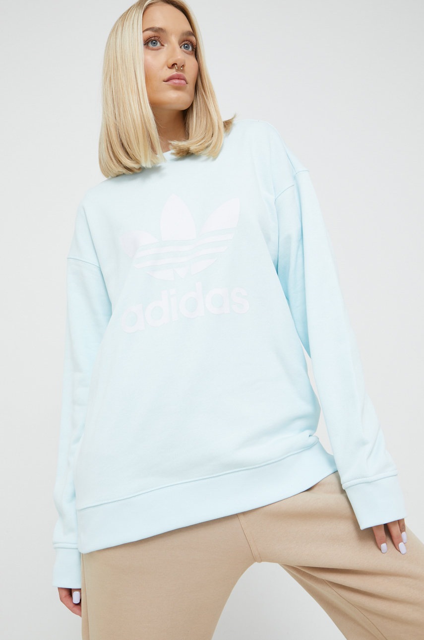 

Памучен суичър adidas Originals с принт, Син