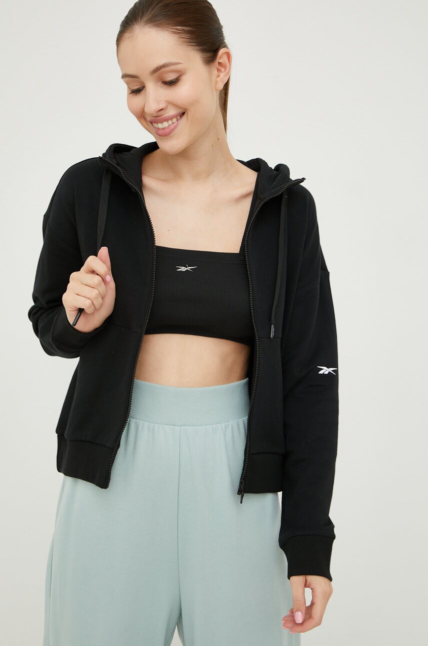 Reebok Bluza Femei, Culoarea Negru, Neted