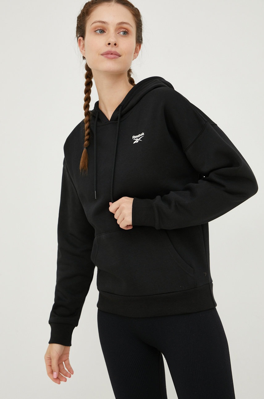 

Суичър Reebok в черно с изчистен дизайн, Черен