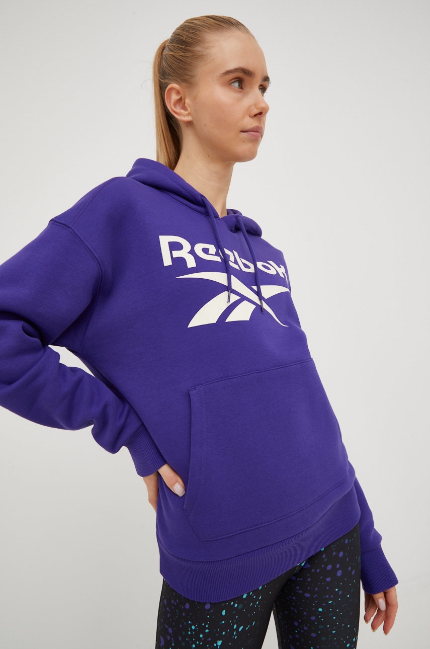 Reebok Bluza Femei, Culoarea Violet, Cu Imprimeu