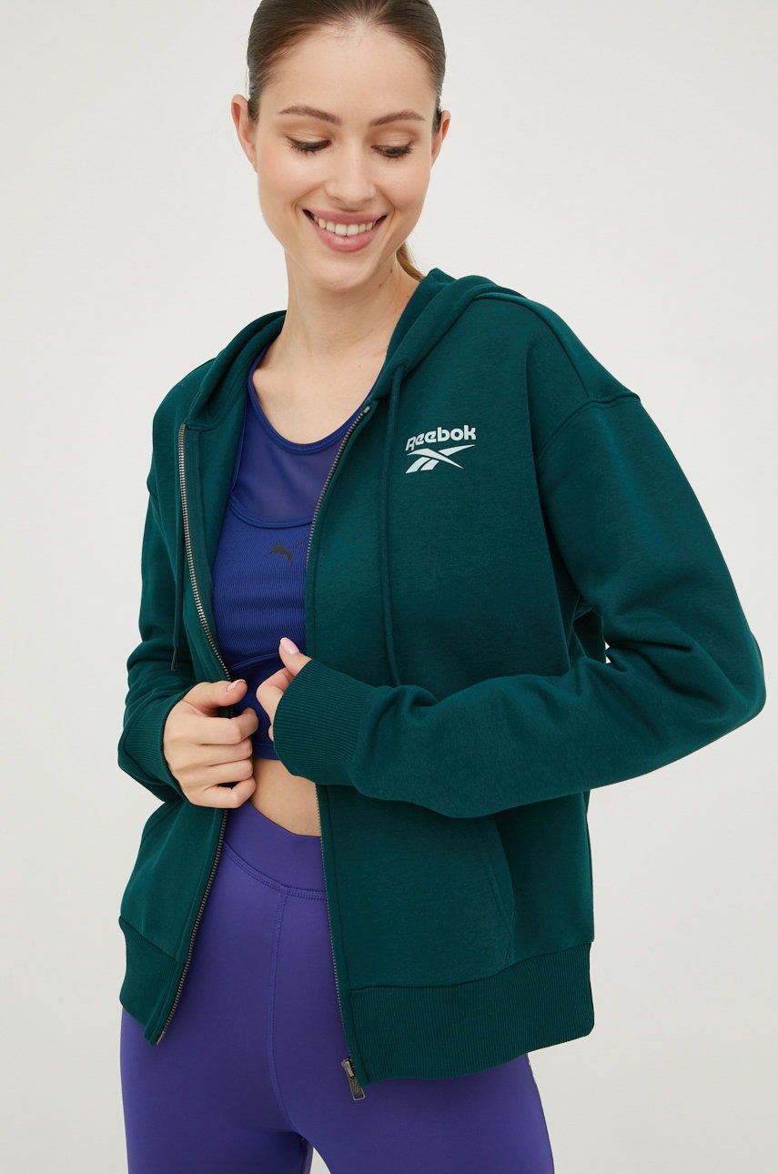 

Суичър Reebok в зелено с изчистен дизайн, Зелен